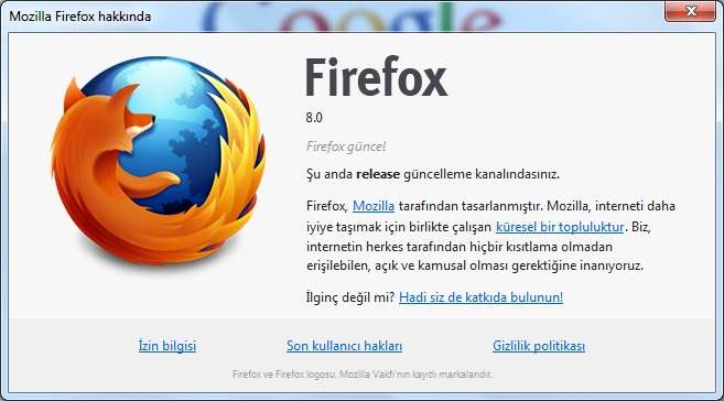 Mozilla Firefox v8.0 Final Türkçe (Win/Mac/Linux)